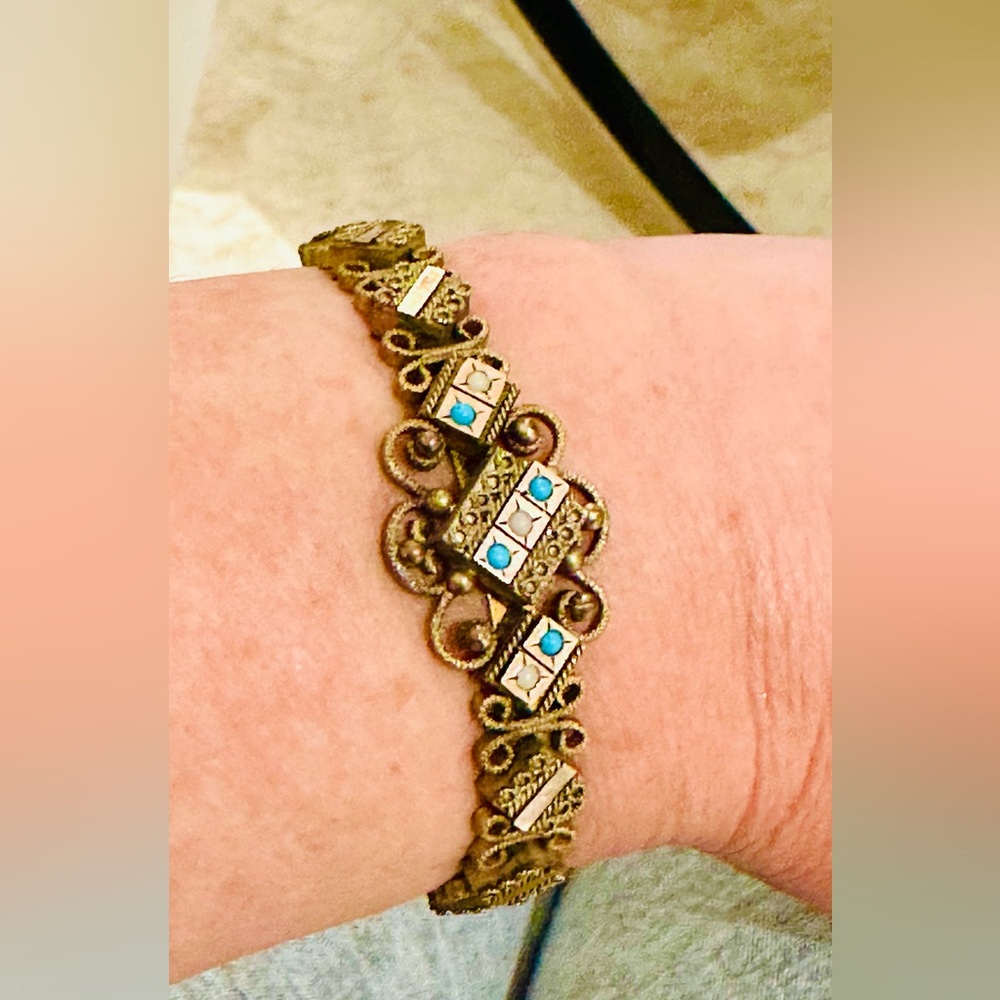 Vintage bracelet with turquoise stones - Picture 2 of 5